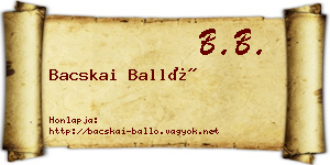 Bacskai Balló névjegykártya